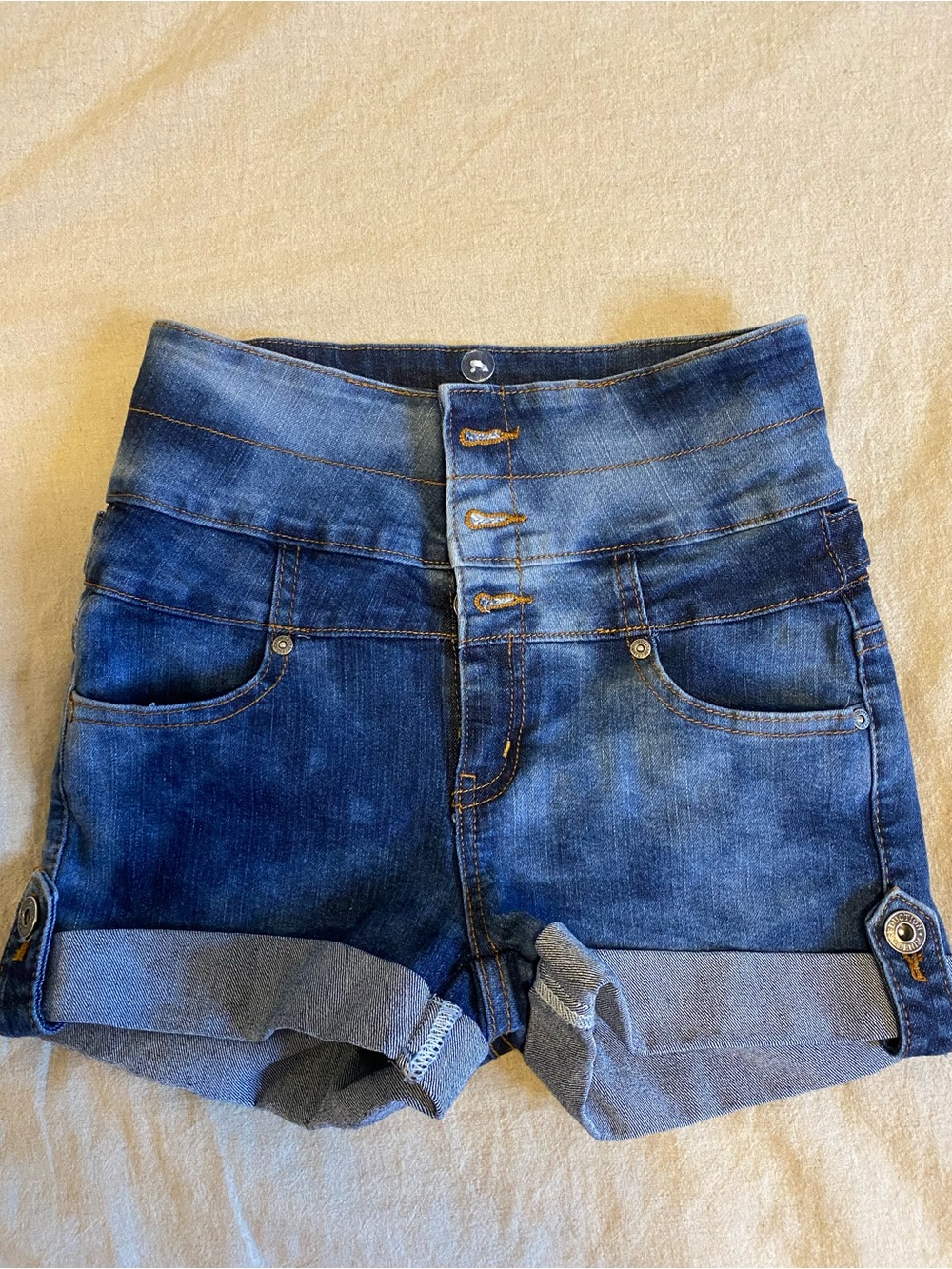 Vintage Y2K Seductions by Sirens High-Waisted Corset Denim Shorts